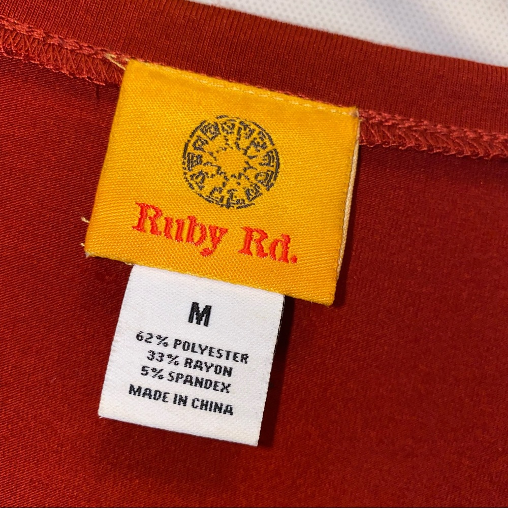 Ruby Rd. Rust Red Top W/ Gold Embellishments On T… - image 2